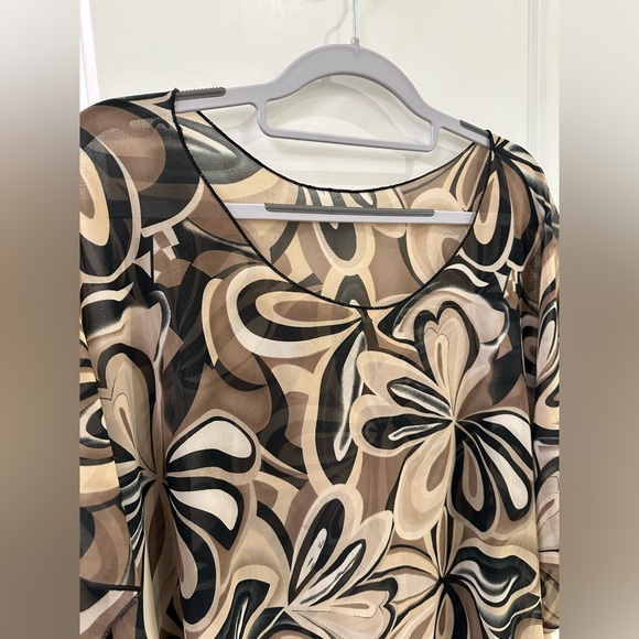 RAPZ Sheer Mesh Retro Neutrals Paisley Poncho - Picture 4 of 8